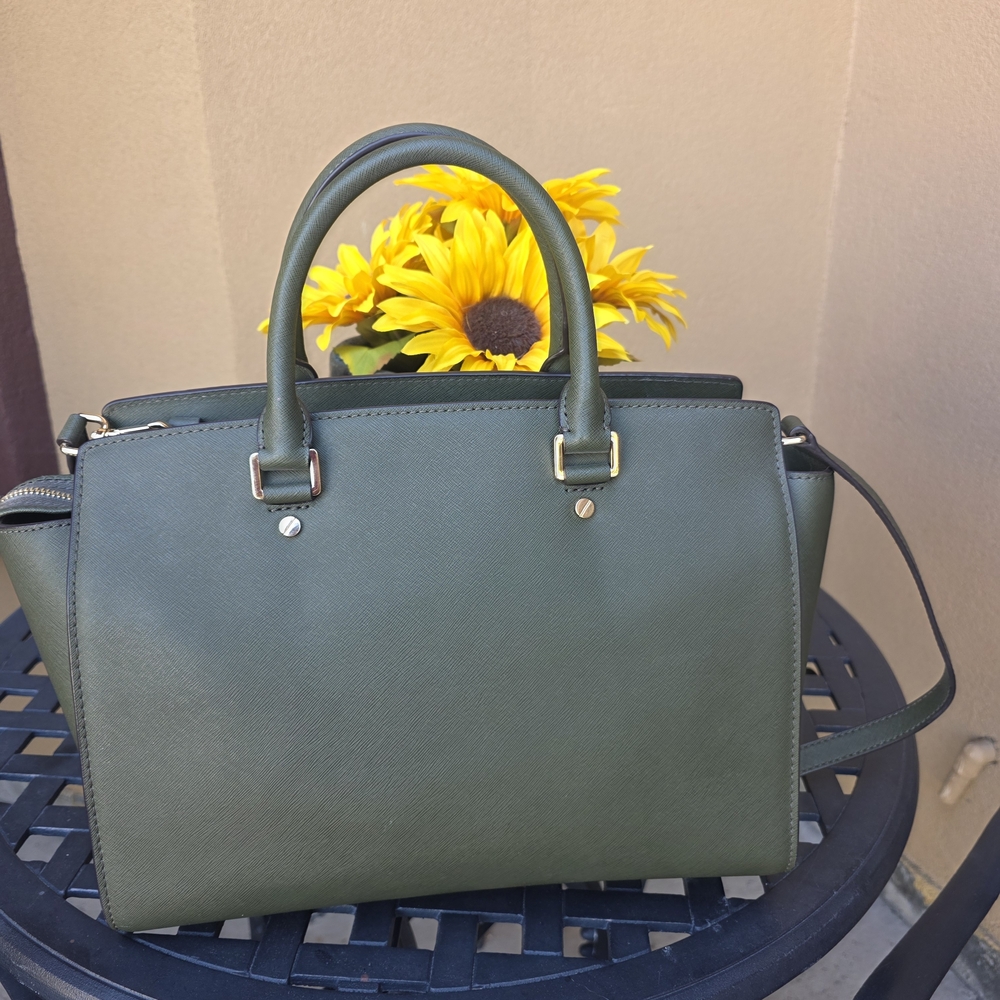 MICHAEL KORS Dark Green Saffiano Leather Satchel - Picture 2 of 4